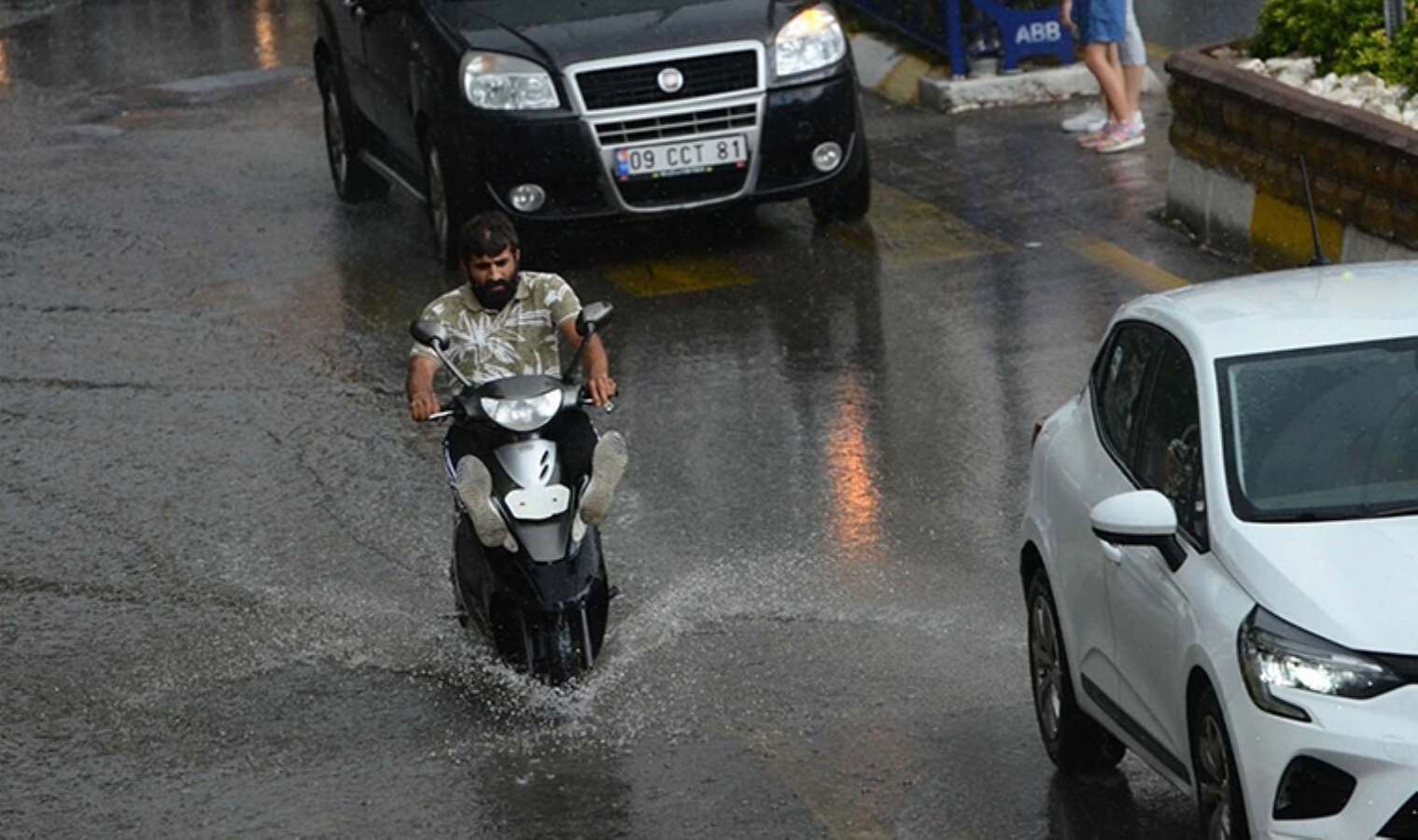 Nazilli'de kuvvetli rüzgar ve sağanak; ağaçlar devrildi, yollarda su birikintileri oluştu