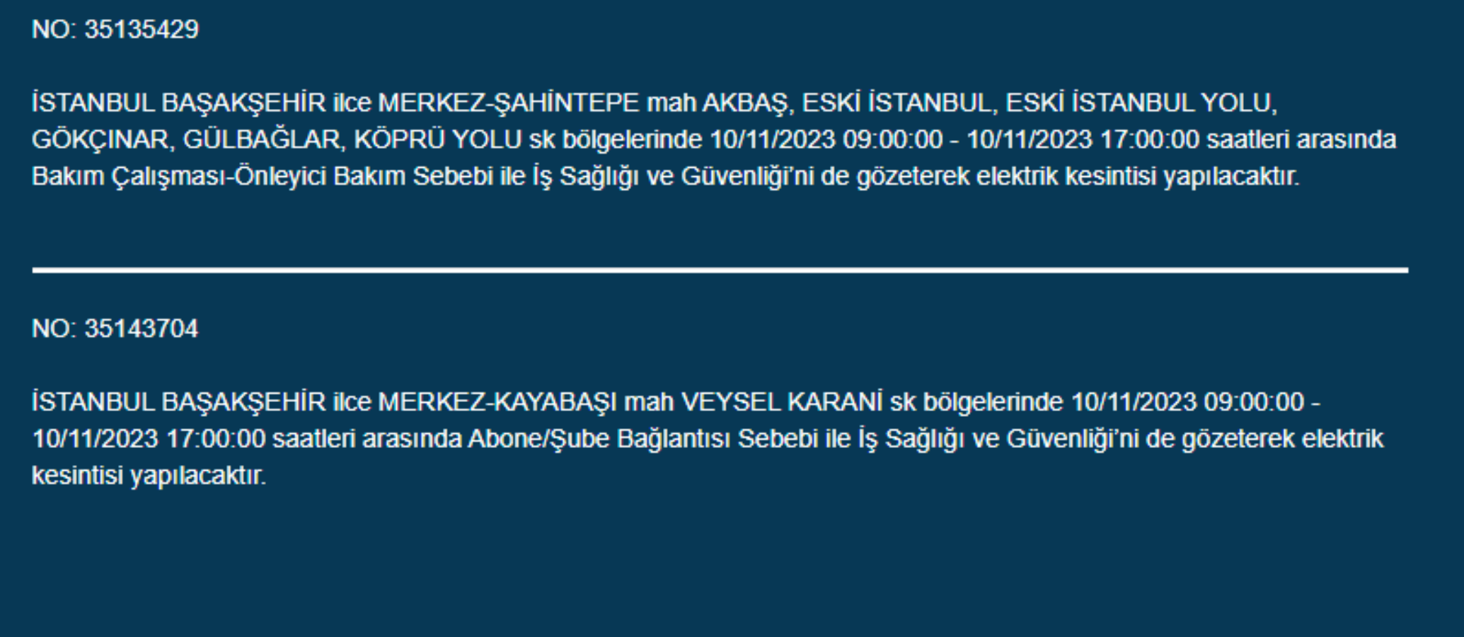 21 ilçede elektrikler kesilecek! İstanbul'da bugün elektrik kesintisi yaşanacak ilçeler hangileri? 10 Kasım İstanbul'da elektrik ne zaman gelecek? Bakırköy, Bahçelievler, Kadıköy, Beşiktaş, Avcılar'da elektrikler ne zaman gelecek?