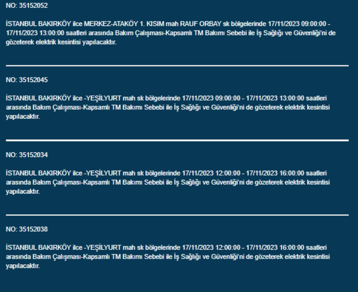 İstanbul'da 32 ilçede elektrikler kesilecek: 17 Kasım elektrikler ne zaman gelecek? Hangi ilçelerde elektrik kesilecek?