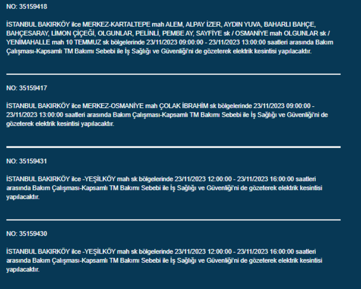 İstanbul'da 34 ilçede elektrik kesintisi: İstanbul'da bugün elektrik kesintisi yaşanacak ilçeler hangileri? İstanbul'da elektrikler ne zaman gelecek?