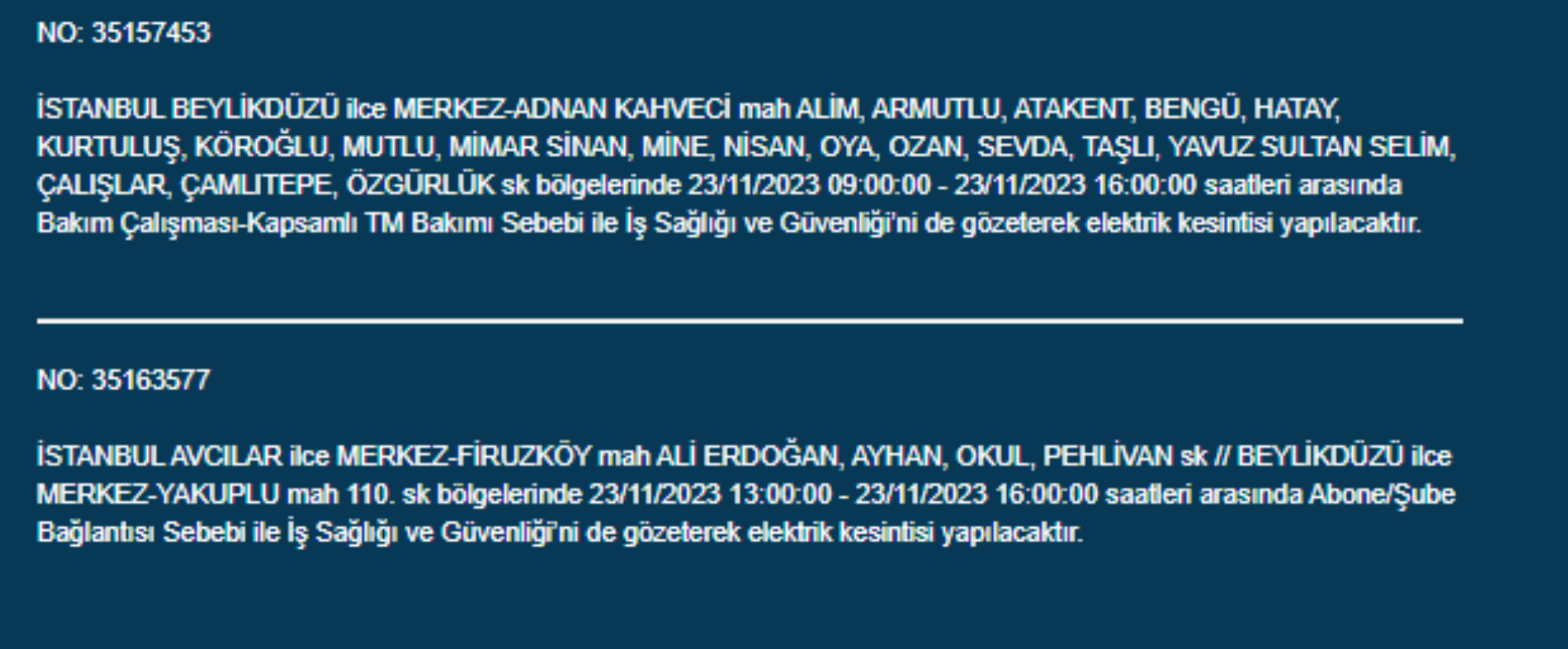 İstanbul'da 34 ilçede elektrik kesintisi: İstanbul'da bugün elektrik kesintisi yaşanacak ilçeler hangileri? İstanbul'da elektrikler ne zaman gelecek?