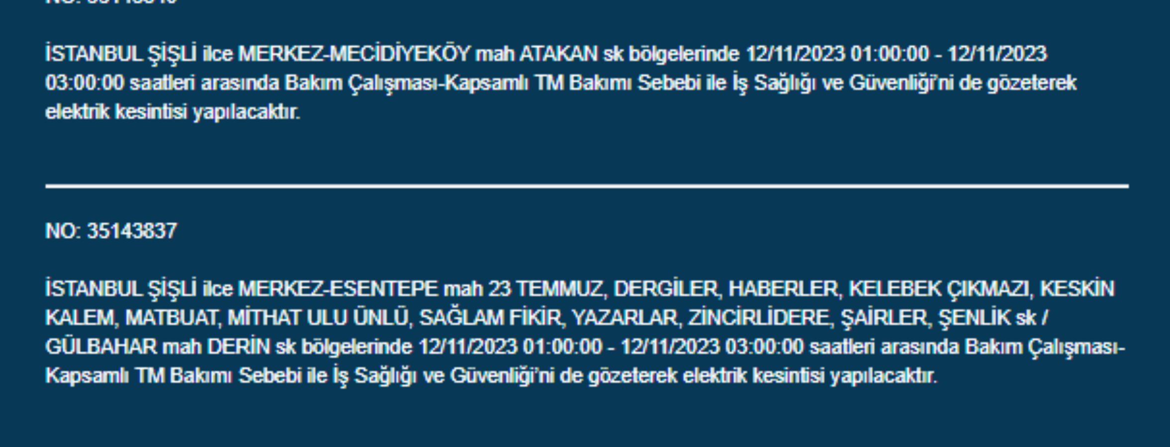 28 ilçede elektrikler kesilecek! İstanbul'da bugün elektrik kesintisi yaşanacak ilçeler hangileri? 12 Kasım İstanbul'da elektrik ne zaman gelecek? Avcılar, Bağcılar, Beylikdüzü, Fatih, Esenyurt, Pendik, Maltepe, Sancaktepe'de elektrikler ne zaman gelecek?