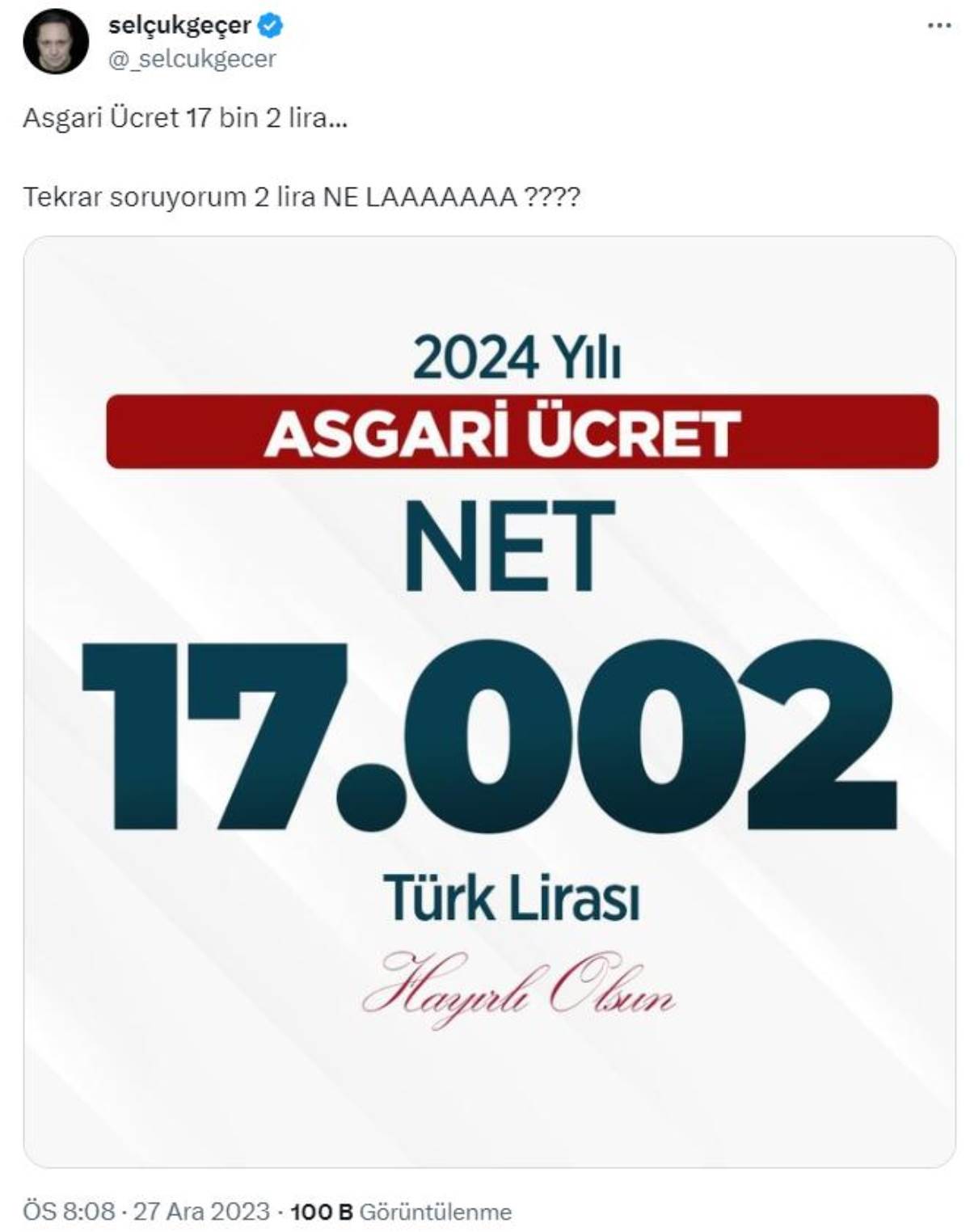 Asgari ücretteki 2 TL sosyal medyada gündem oldu