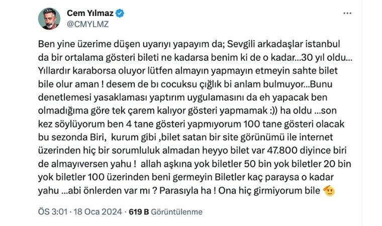 Cem Yılmaz'dan karaborsa isyanı