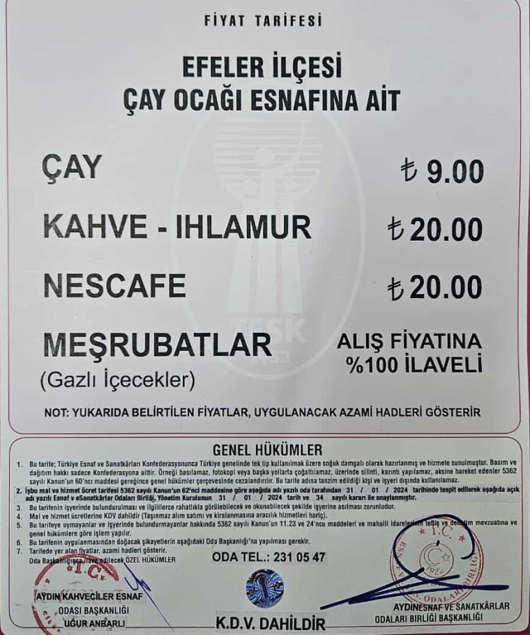 Kahvehanelere fiyat listesi gönderildi: Çaya zam geldi