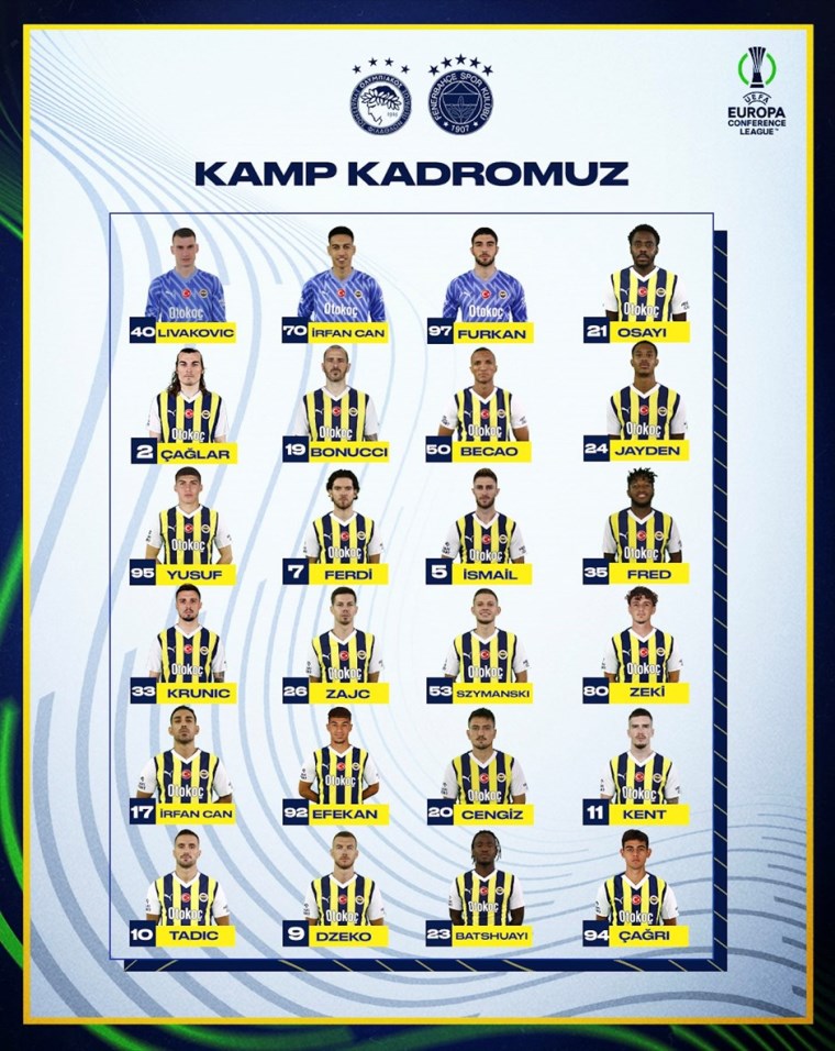 Kamp kadrosu belli oldu: Fenerbahçe'de Olympiakos maçı öncesi 3 eksik!